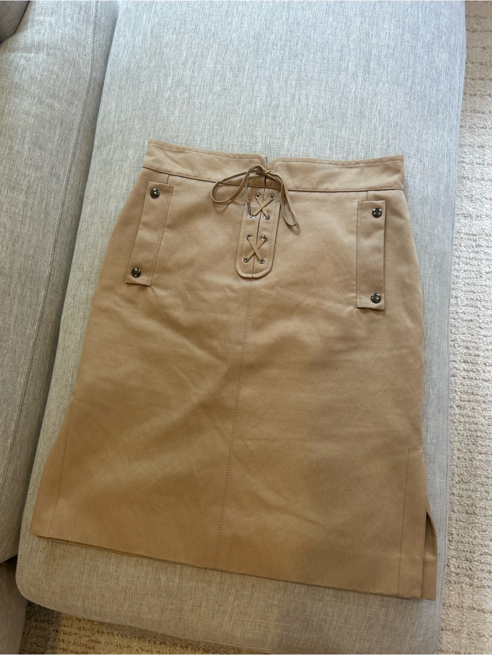 NWOT Chloe Tan Lace-Up Front Pencil Skirt